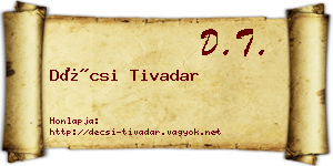 Décsi Tivadar névjegykártya